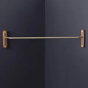 Homeko Wood & Brass Corner Wall Clothes Hanger Rack