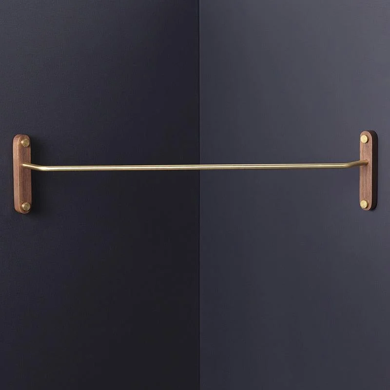 Homeko Wood & Brass Corner Wall Clothes Hanger Rack -