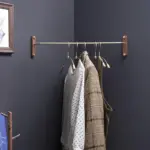 Homeko Wood Brass Corner Wall Clothes Hanger Rack
