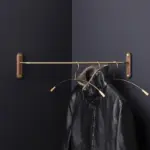 Homeko Wood Brass Corner Wall Clothes Hanger Rack