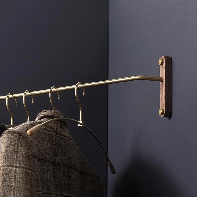 Homeko Wood & Brass Corner Wall Clothes Hanger Rack -