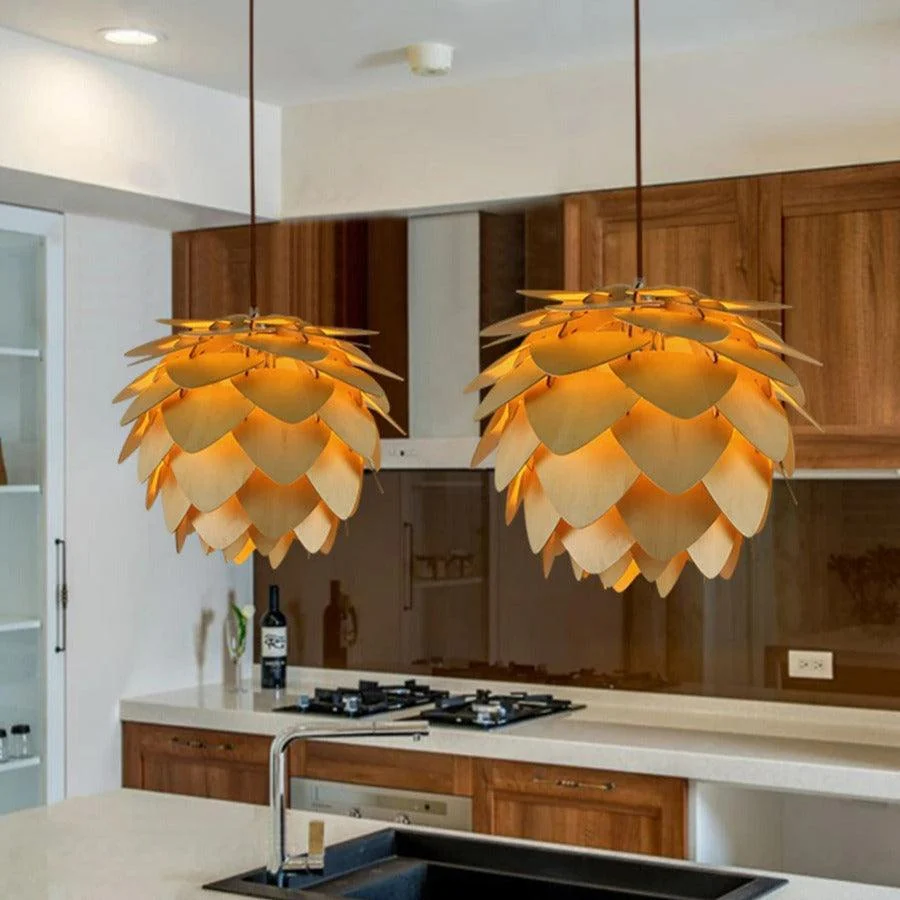 Homeko Wood Pinecone Pendant Light -