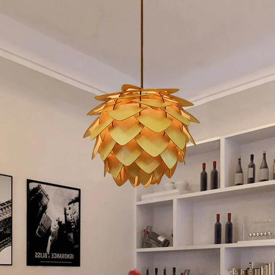 Homeko Wood Pinecone Pendant Light -