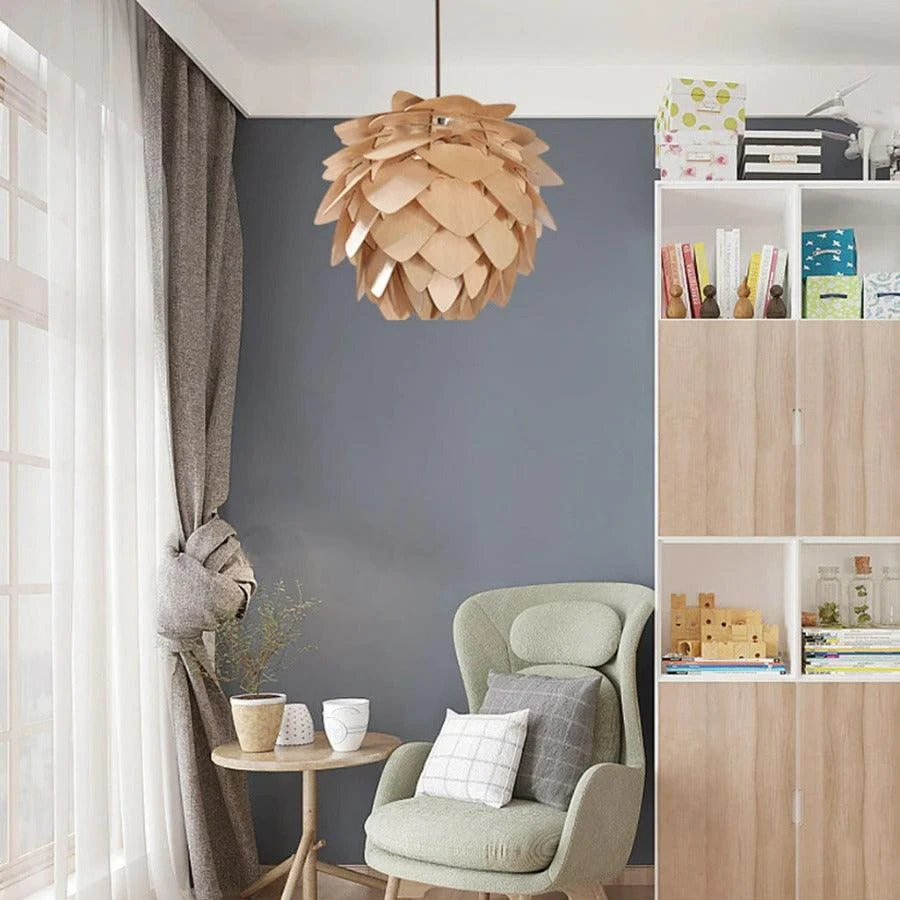 Homeko Wood Pinecone Pendant Light -