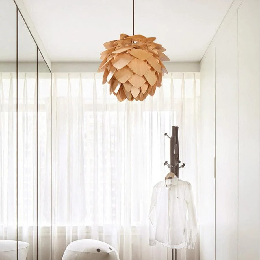 Homeko Wood Pinecone Pendant Light -