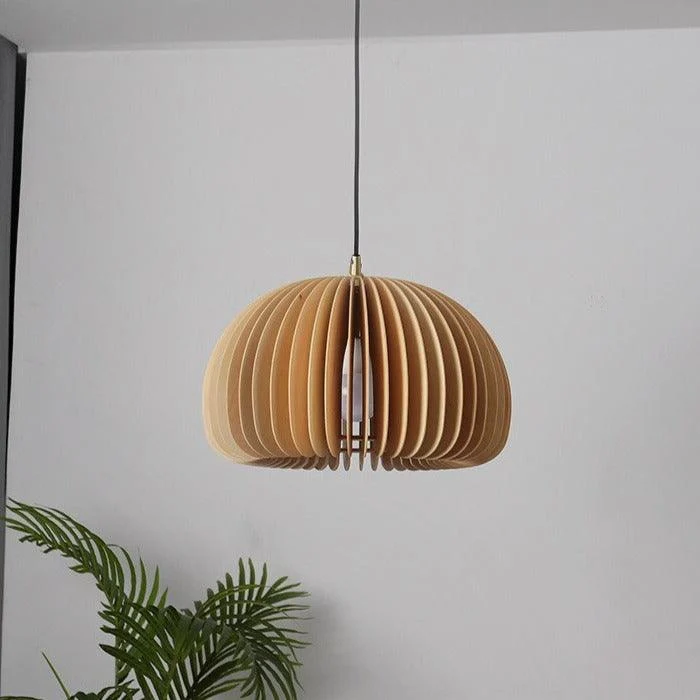 Homeko Wood Pumpkin Pendant Light -