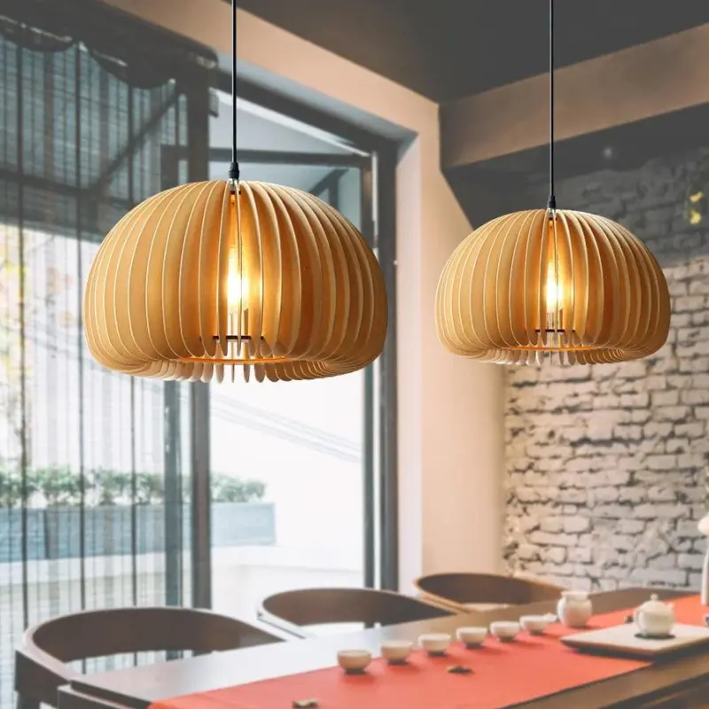 Homeko Wood Pumpkin Pendant Light