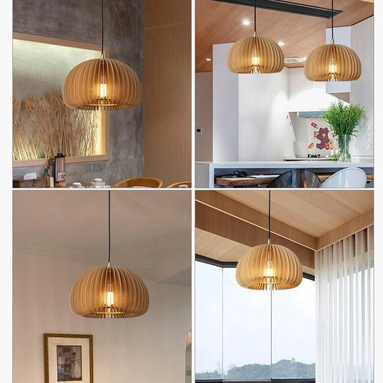 Homeko Wood Pumpkin Pendant Light -