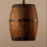 Homeko Wood Wine Barrel Pendant Light