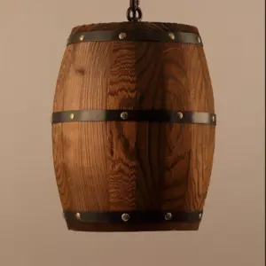 Homeko Wood Wine Barrel Pendant Light