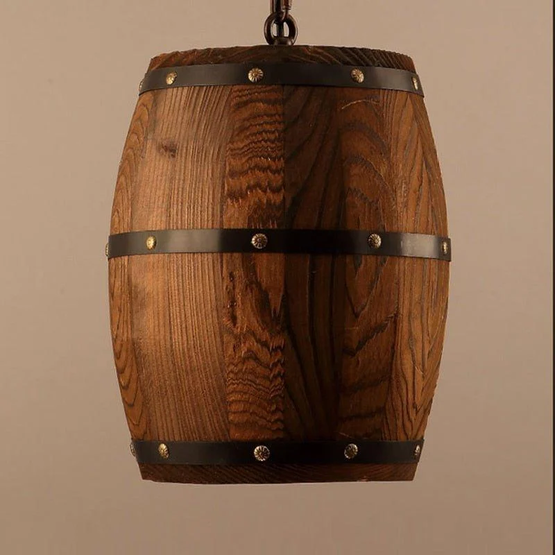 Homeko Wood Wine Barrel Pendant Light -