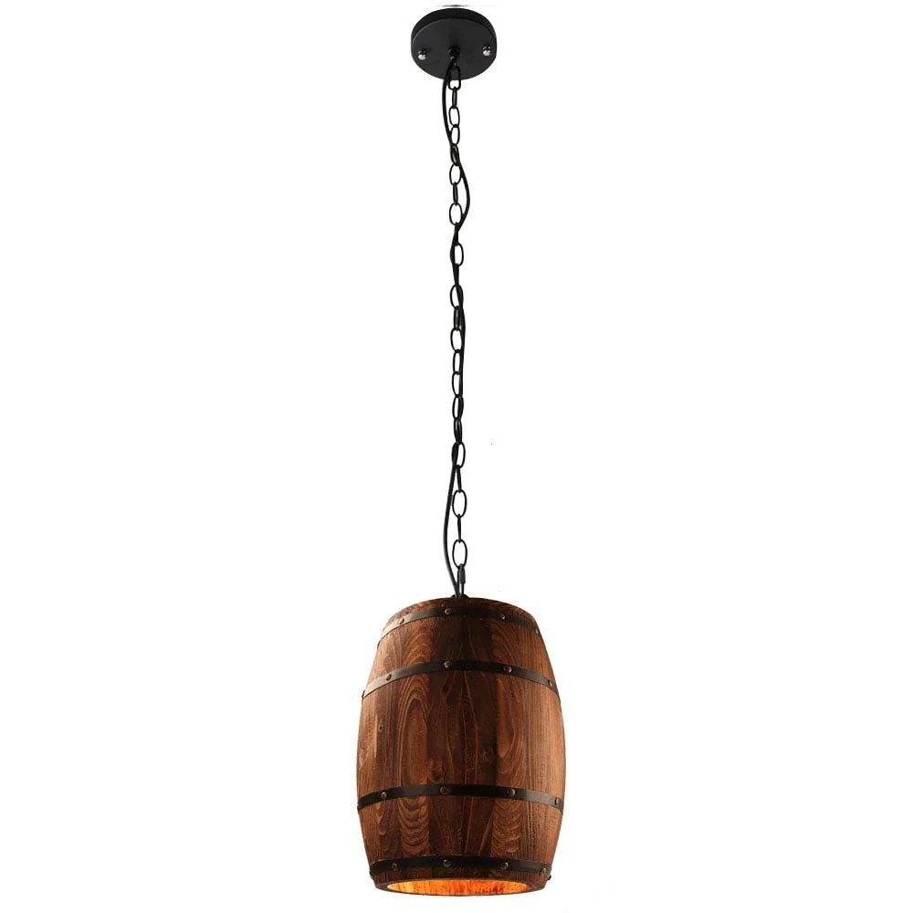 Homeko Wood Wine Barrel Pendant Light -