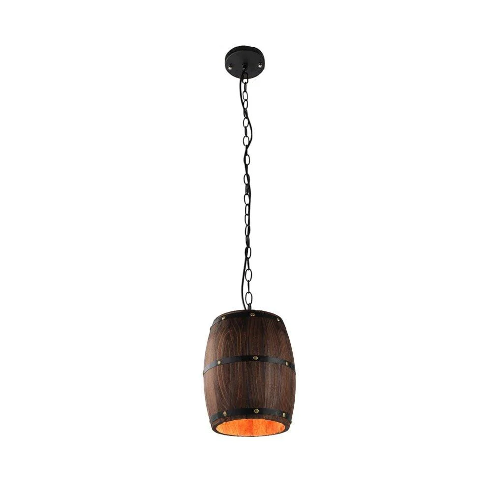 Homeko Wood Wine Barrel Pendant Light -