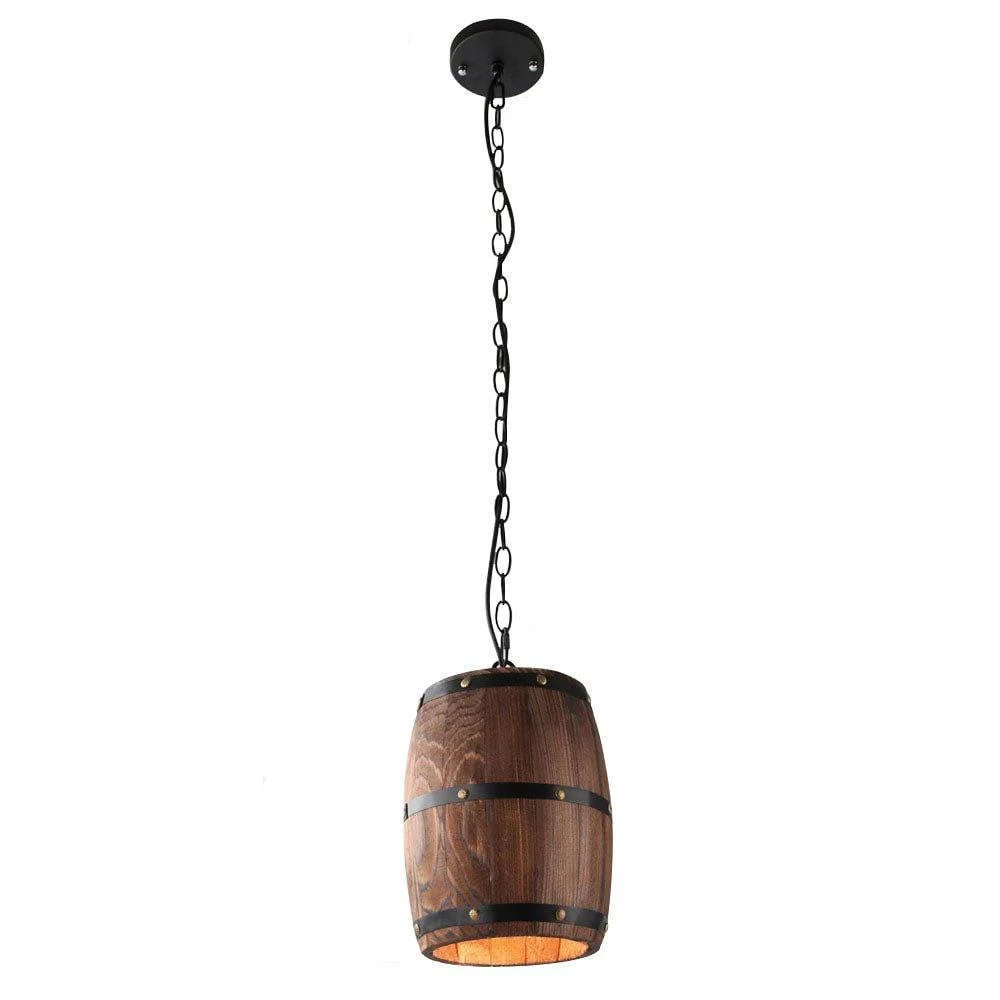 Homeko Wood Wine Barrel Pendant Light -