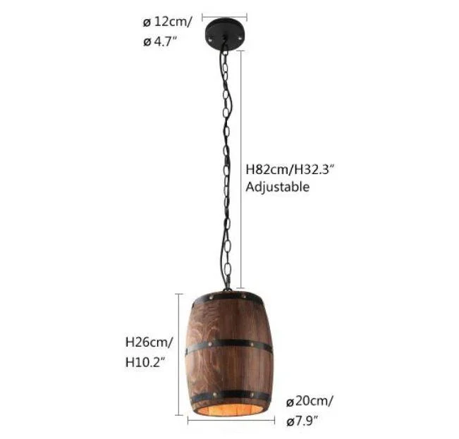 Homeko Wood Wine Barrel Pendant Light -