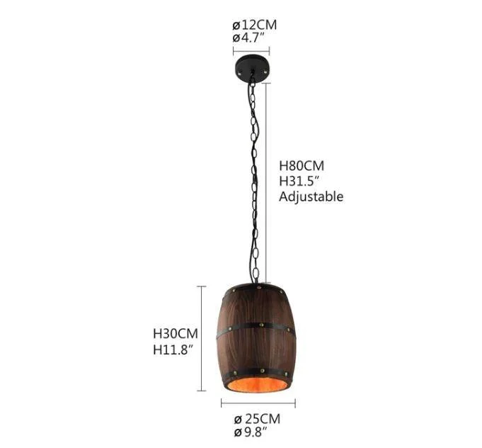 Homeko Wood Wine Barrel Pendant Light -