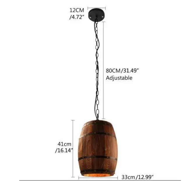 Homeko Wood Wine Barrel Pendant Light -