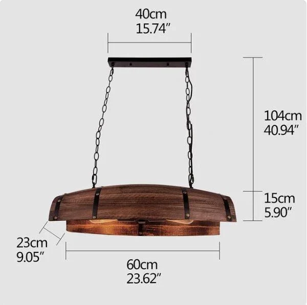 Homeko Wood Wine Barrel Pendant Light -