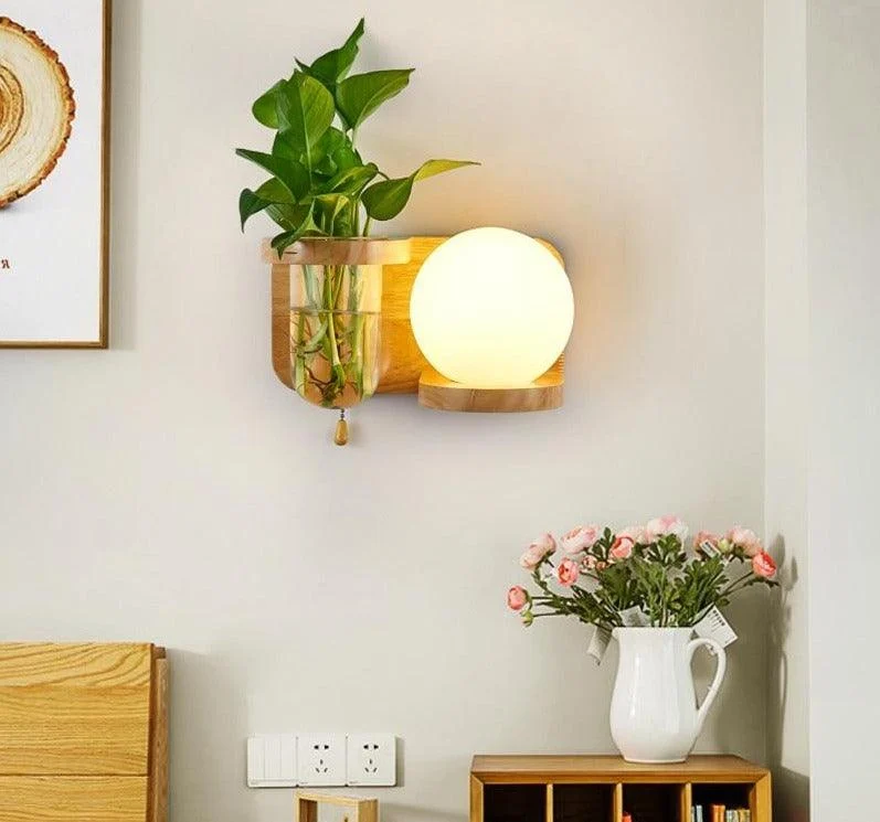 Homeko Wooden Planter Wall Lamp -