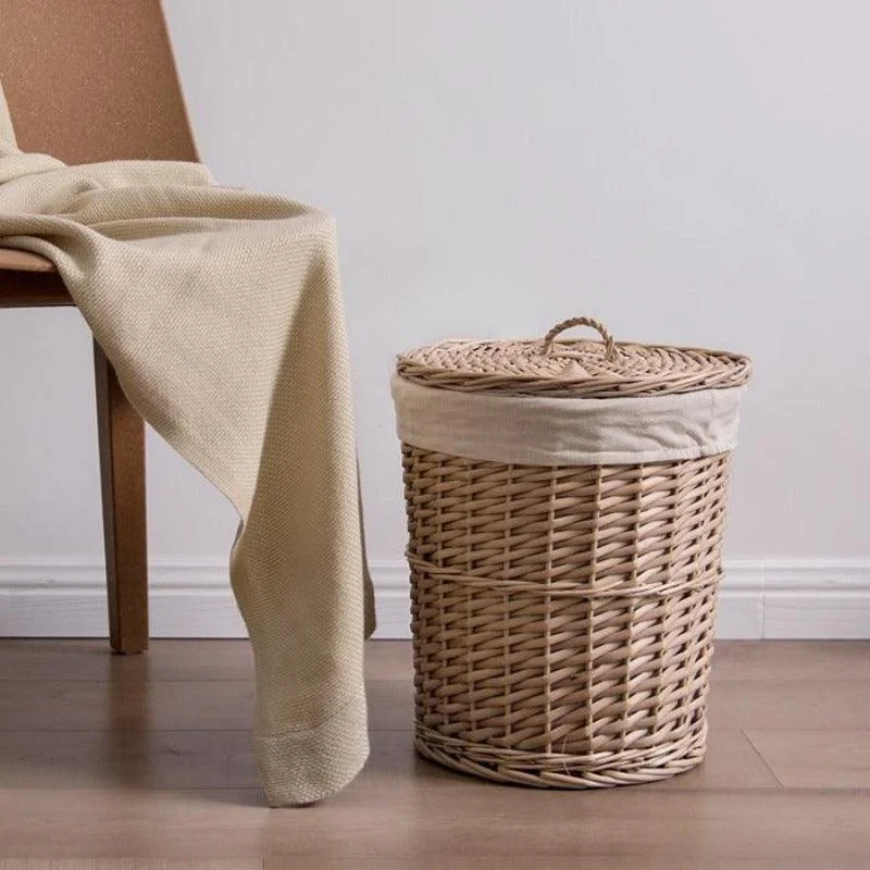 Homeko Woven Wicker Storage Basket with Lid -