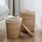 Homeko Woven Wicker Storage Basket with Lid