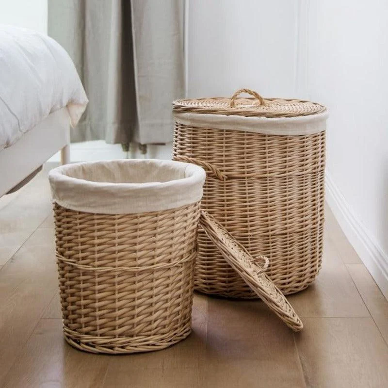 Homeko Woven Wicker Storage Basket with Lid -