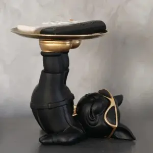 Homeko Yoga Bulldog Sculpture And Tray