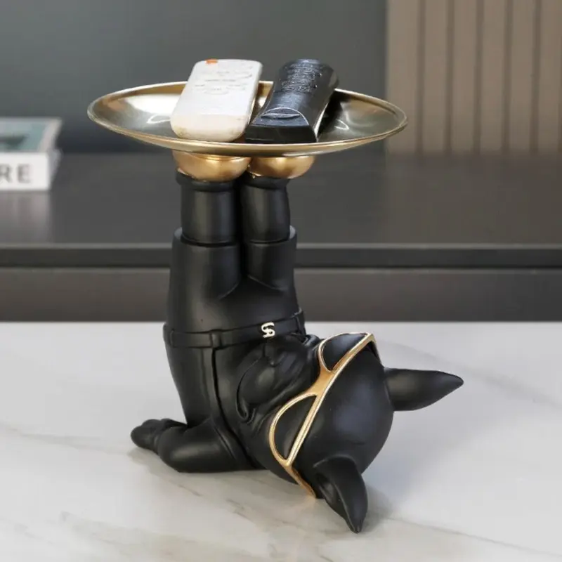 Homeko Yoga Bulldog Sculpture And Tray