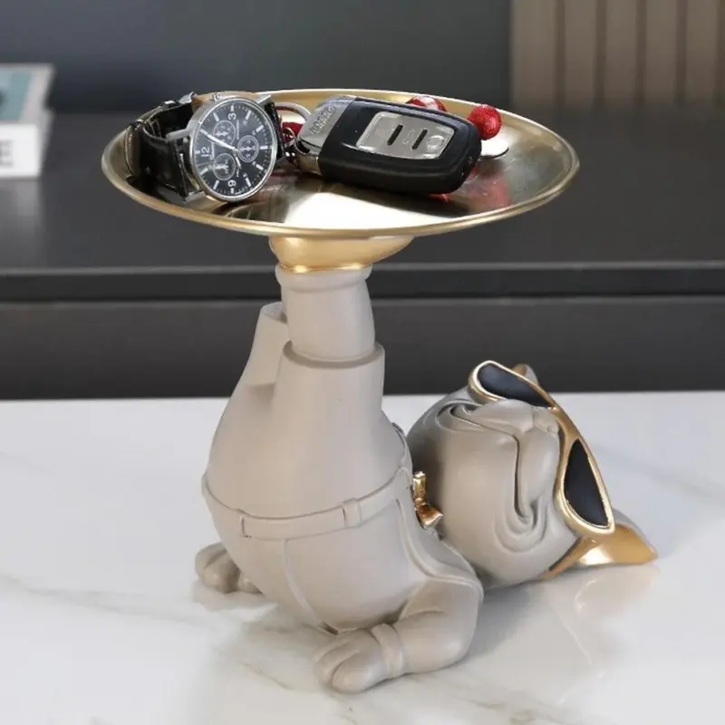 Homeko Yoga Bulldog Sculpture And Tray