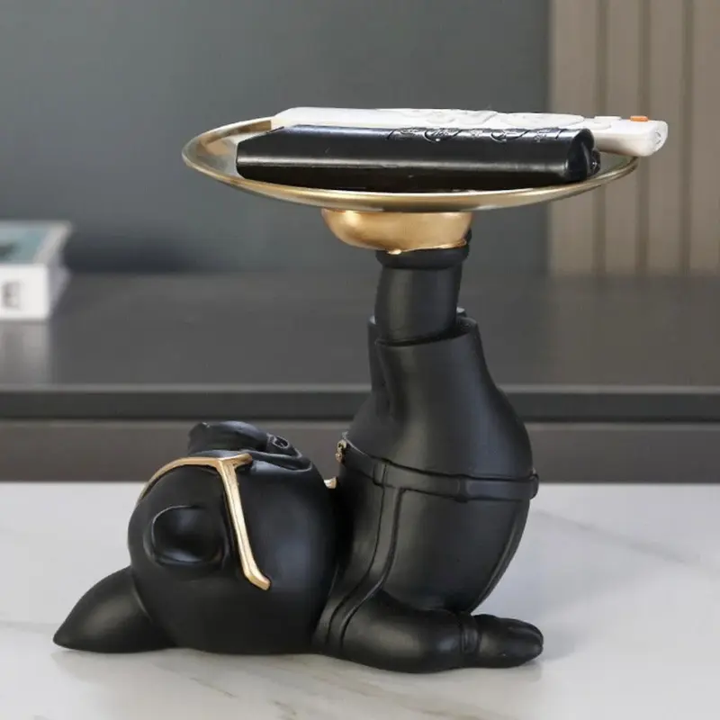 Homeko Yoga Bulldog Sculpture And Tray