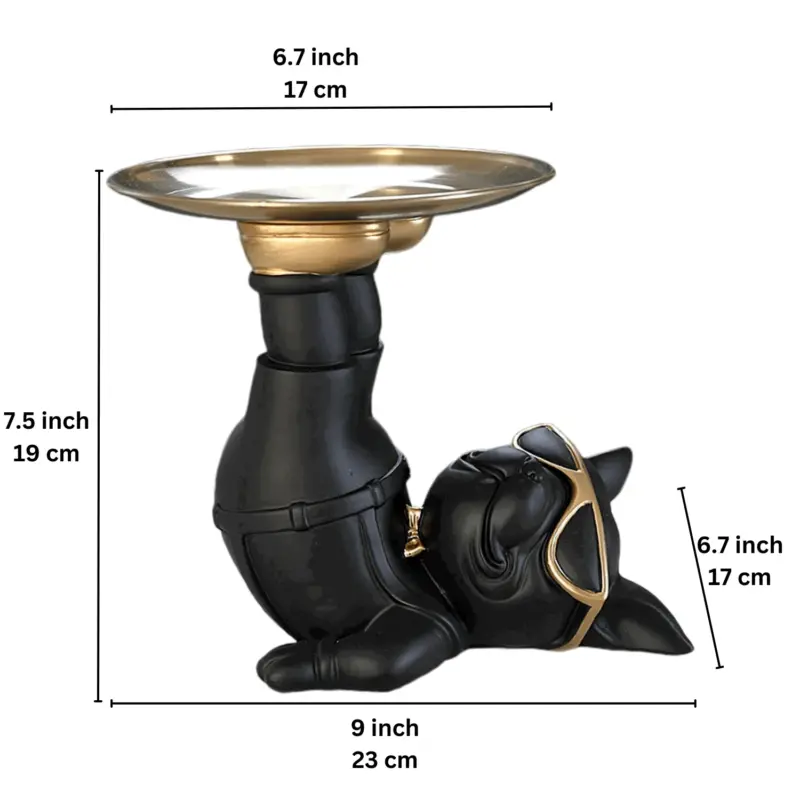 Homeko Yoga Bulldog Sculpture And Tray