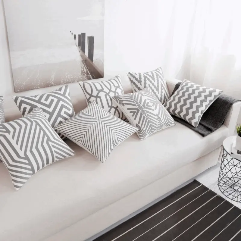 Homeko Zag Embroidered Pillow Covers