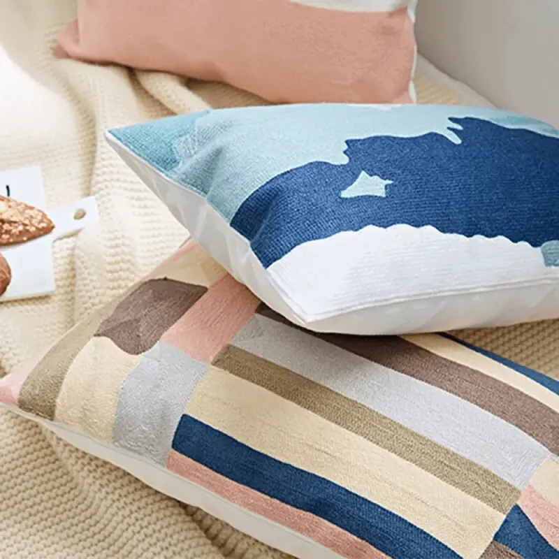 Homeko and Sky Embroidered Abstract Pillow Cover