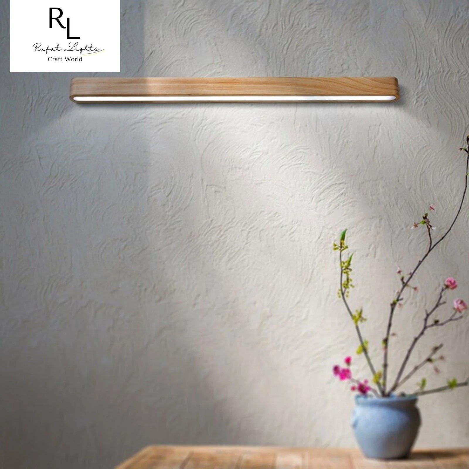 Homeko linear Wall Lamp Nordic Striped Solid Wood Lamp -