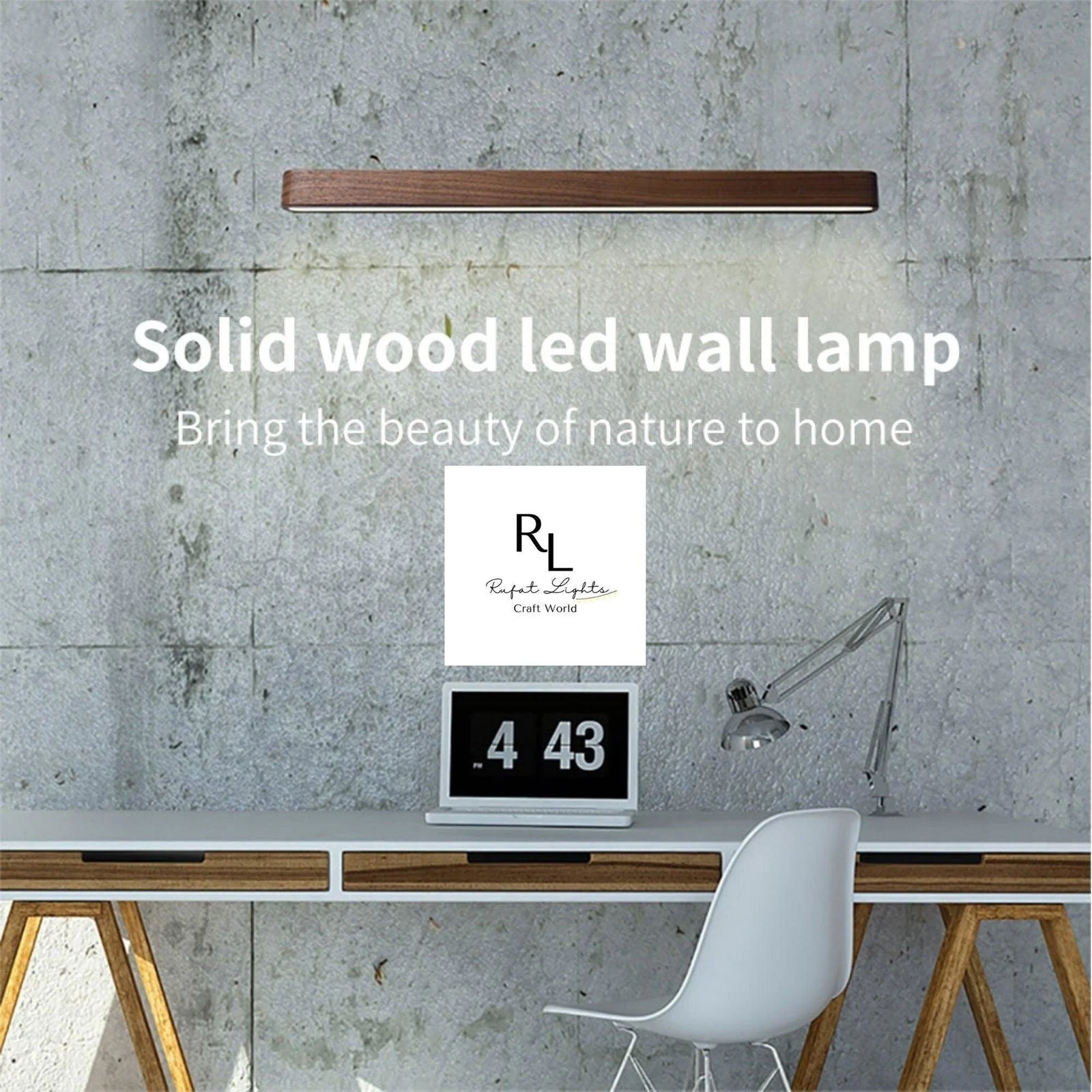 Homeko linear Wall Lamp Nordic Striped Solid Wood Lamp -