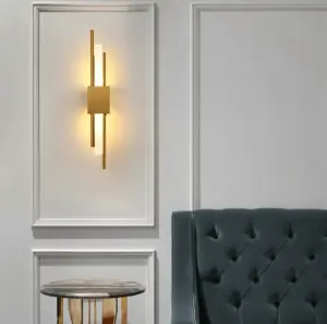 NobleGlow Wall Light - Luxury Gold Black Striped Wall Light - Linear Wall Lighting