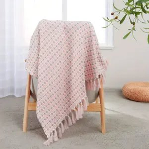 PeaKnit Plaid - Multipurpose Blanket - Vibrant Polyester Fleece Blanket with Tassel