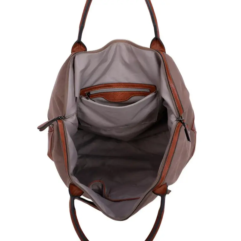 HomoraZweifarbigeLeder Reisetasche