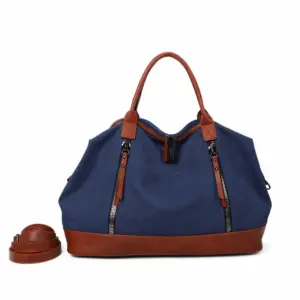 Two-tone leather travel bag - Multi-pocket bag