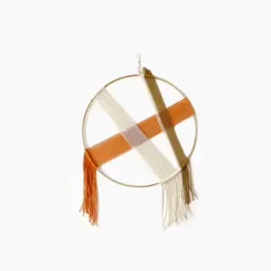 Hoop Round  Hand-Woven Cotton Macrame Tapestry