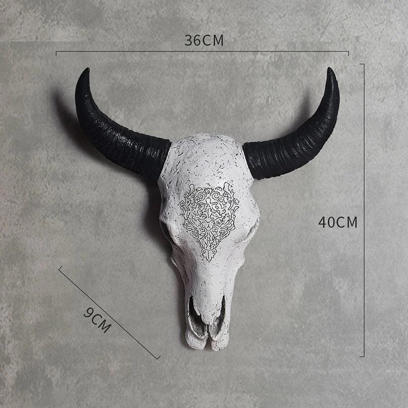 Horn Cow Skull Head Wall Hanging Decor -