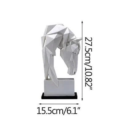 Horse and Bull Nordic Origami Abstract Resin Geometric Crafts Sculptures and Statues Gift -
