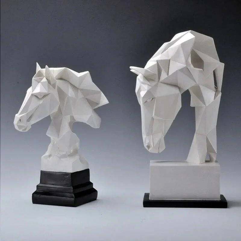 Horse and Bull Nordic Origami Abstract Resin Geometric Crafts Sculptures and Statues Gift -