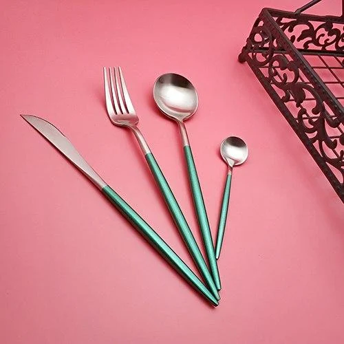 Hot Sale 4 Pcs Green Silver Portuguese Dinnerware Stainless Steel Knife Fork Spoon Cutlery Kitchen Food.jpg 640x640 Fbae7503 A4a6 4c45 972c B9b8ae7d6f92