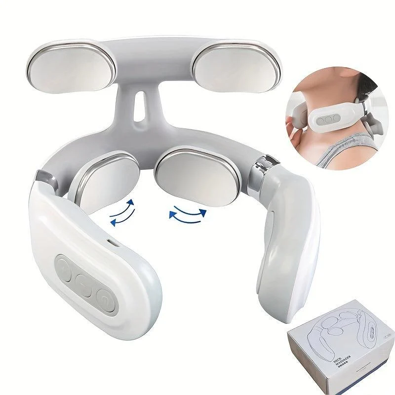 Hot Compress Pulse Kneading Neck Massager Deep Tissue 4 Massage Heads -  - #tag1#