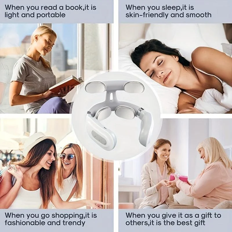 Hot Compress Pulse Kneading Neck Massager Deep Tissue 4 Massage Heads -  - #tag1#