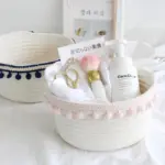 Household White Laundry Basket Unique Woven Wool Ball Storage Basket Home Decoration Cotton Thread Storage Basket 25682337 a52d 4a7d aa6c 624081da9581
