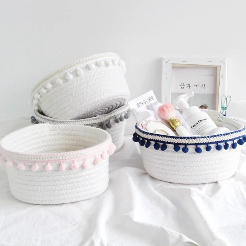 Household White Laundry Basket Unique Woven Wool Ball Storage Basket Home Decoration Cotton Thread Storage Basket 8f8df543 F446 4e38 A410 Fc3ff1b94d71