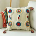 Housse de coussin de luxe Style marocain fait la main glands en laine Style Boho ethnique 3d12ed6d 8dd3 4e23 9cae 7c506d5ade27