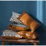 Housse de coussin en Faux cuir taie d oreiller moderne imitation cuir pais marron Boho solide 98522fd4 fcbe 4805 b77a 60da3ecc0c24